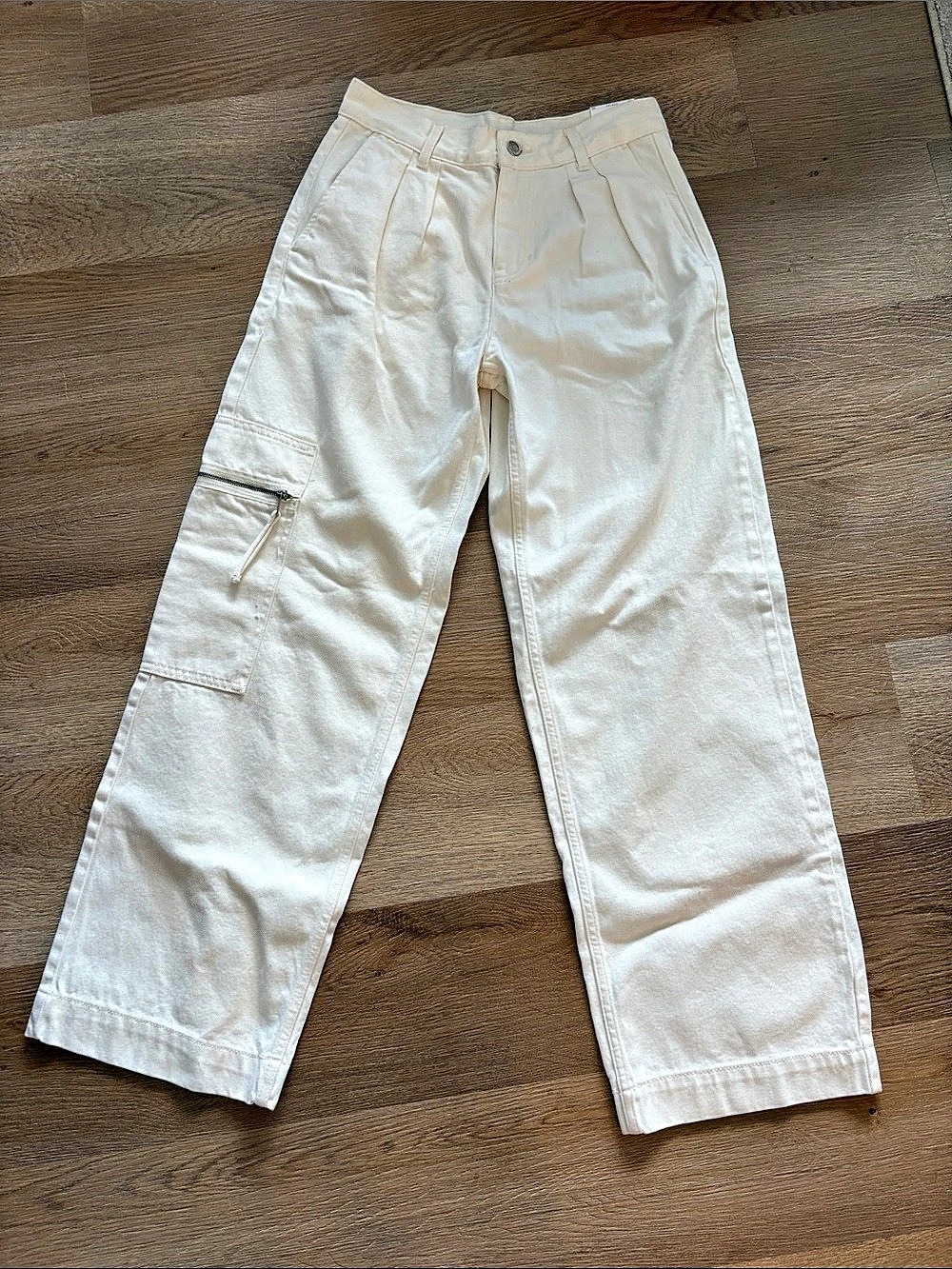 Mango Pocket Cargo Jeans Pants White Size 36